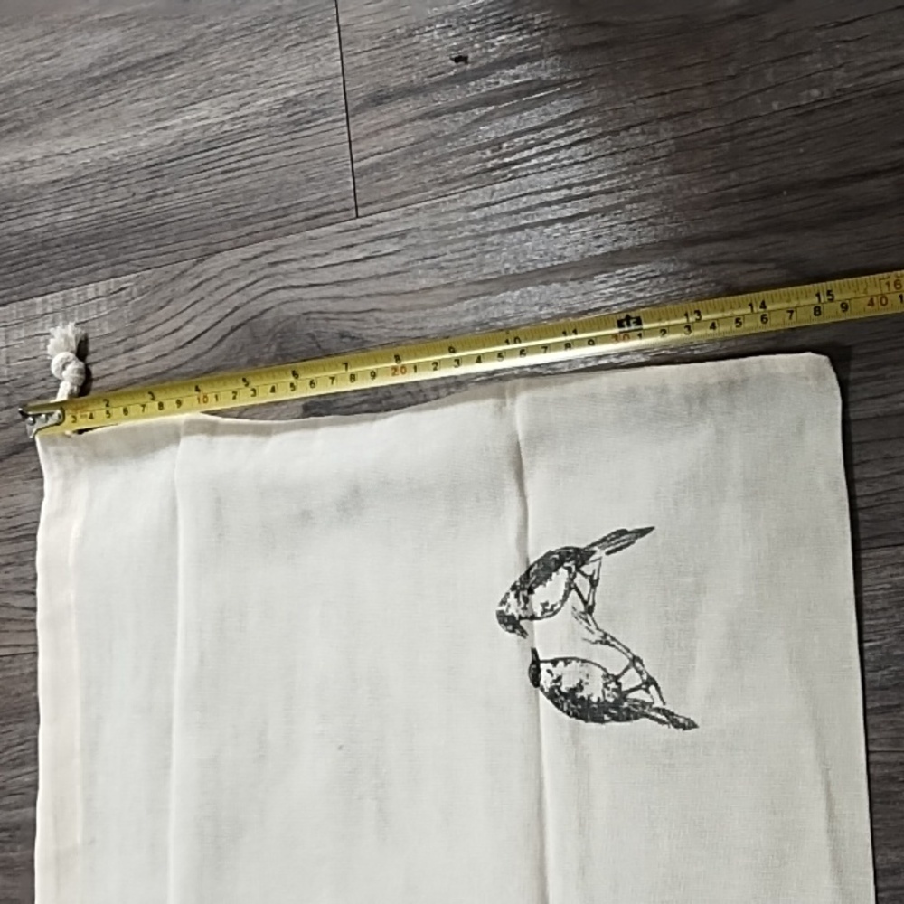 beek Cream Canvas Drawstring Bag with Bird Print - Picture 5 of 6